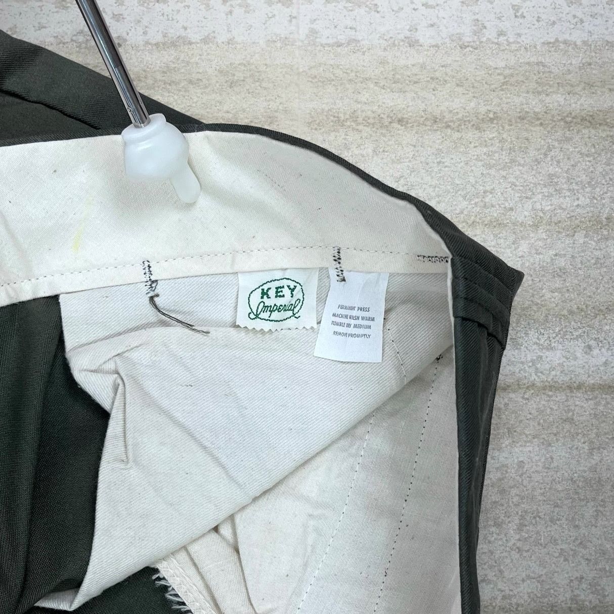 Vintage Vintage 90s Dress Pants 38x30 Baggy Wide Leg Fit Olive Green Size US 38 / EU 54 - 4 Thumbnail