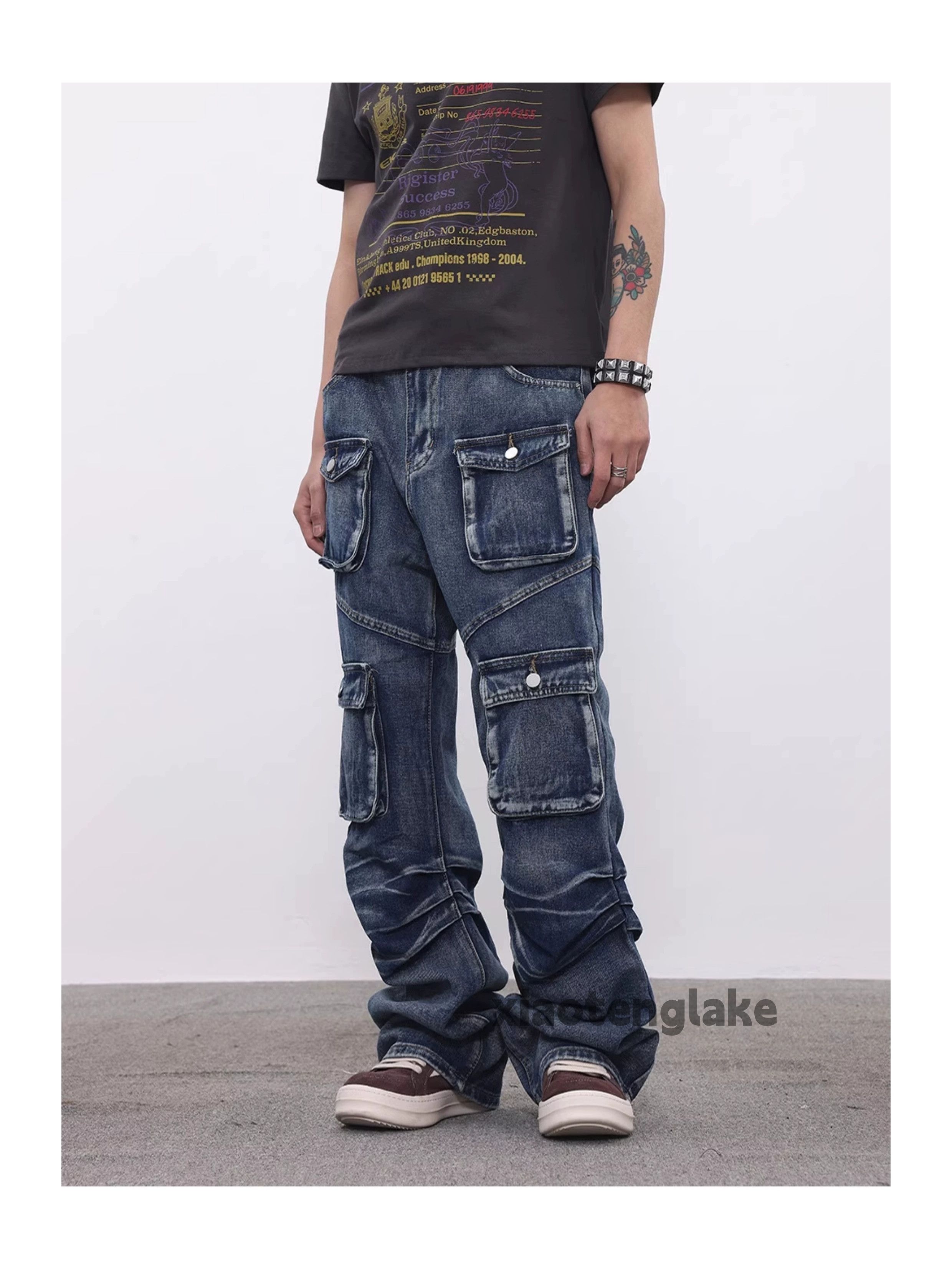 Jean × Vintage washed faded loose baggy cargo hiphop jeans Size US 32 / EU 48 - 2 Thumbnail