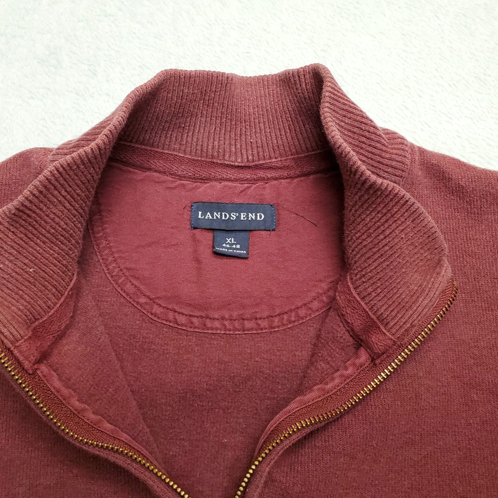 Lands' End Lands' End Sweater Men Red 1/4 Zip Long Sleeve Elbow Patches L Large Pullover Knit Casual Shirt Mens Size US L / EU 52-54 / 3 - 5 Thumbnail