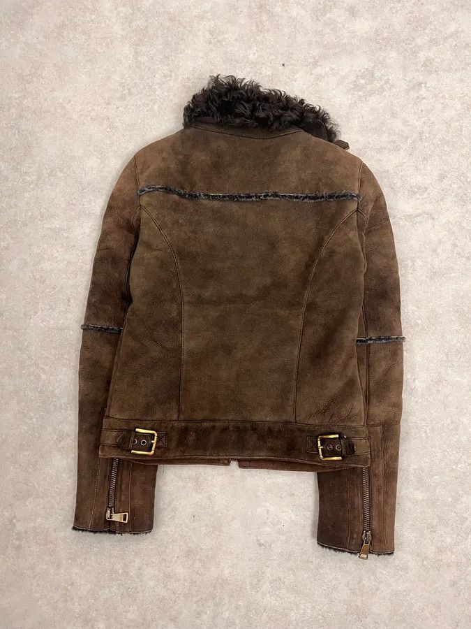 Dolce & Gabbana 2000s Dolce & Gabbana Aviator Shearling Brown Leather Jacket Size M / US 6-8 / IT 42-44 - 8 Thumbnail