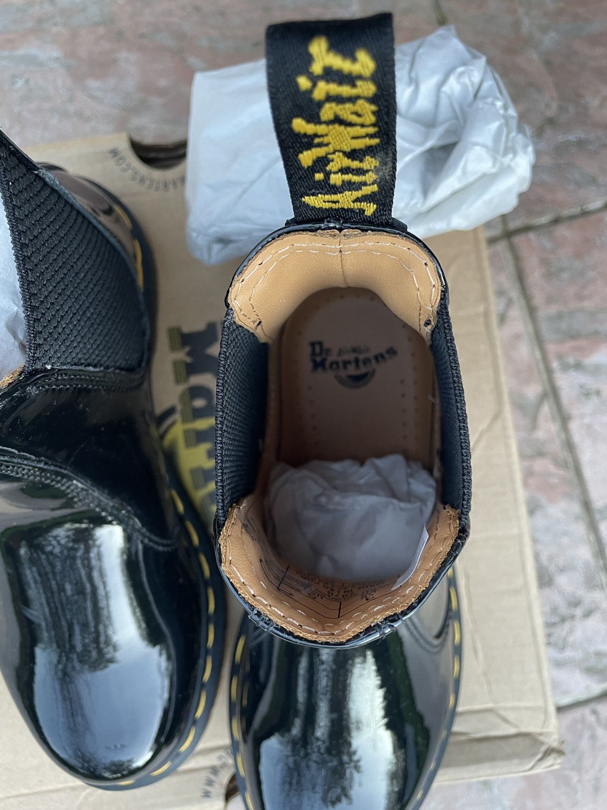 Dr. Martens Dock Martens Patent Lampers black ankle boots Size US 5 / IT 35 - 3 Thumbnail