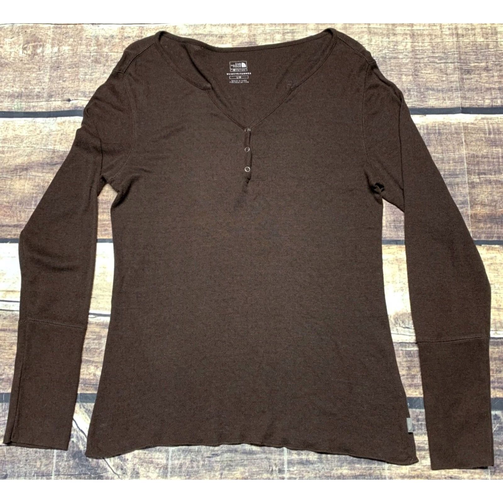 The North Face The North Face Shirt Top Womens Large Brown Knitted V-Neck Long Sleeve Pullover Size L / US 10 / IT 46 - 2 Thumbnail