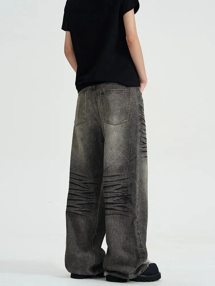 Japanese Brand × Jean Baggy Striped Washed Wide Leg Stack Denim Jeans Size US 28 / EU 44 - 5 Thumbnail