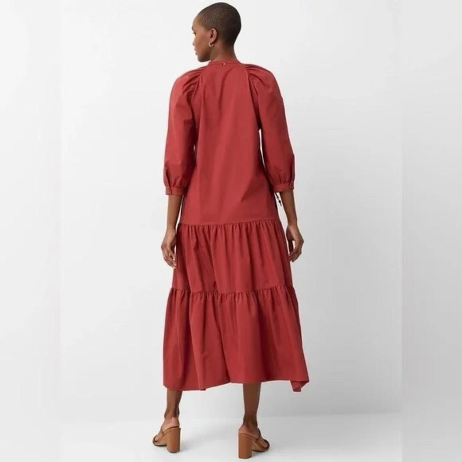 Hugo Boss Boss Depera Tiered Midi Dress in Brick, Size 6 Size M / US 6-8 / IT 42-44 - 2 Thumbnail