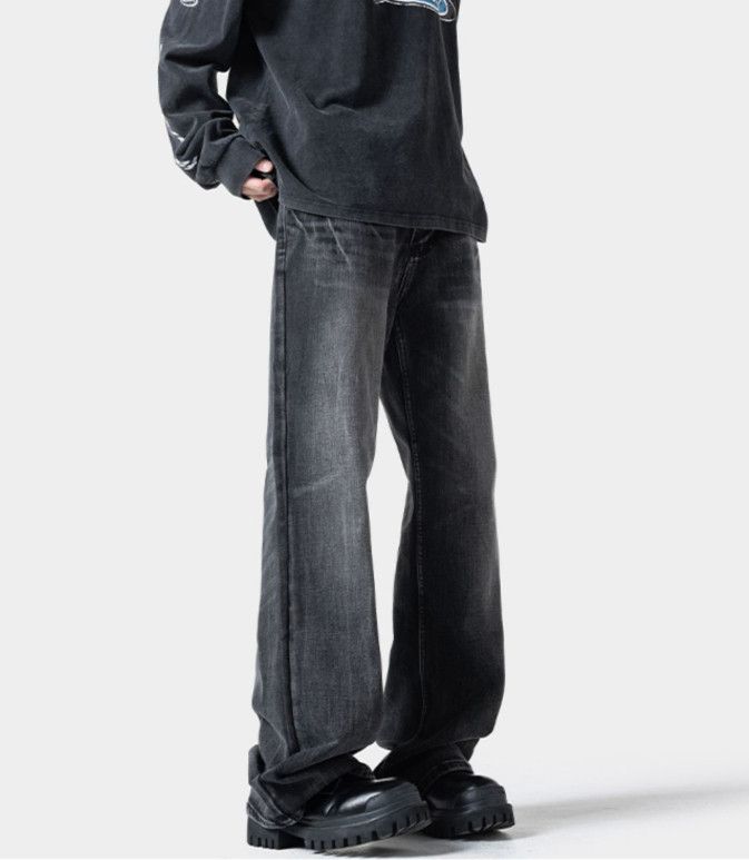 Japanese Brand Men's distressed wide-leg washed lightning pattern jeans Size US 32 / EU 48 - 3 Thumbnail