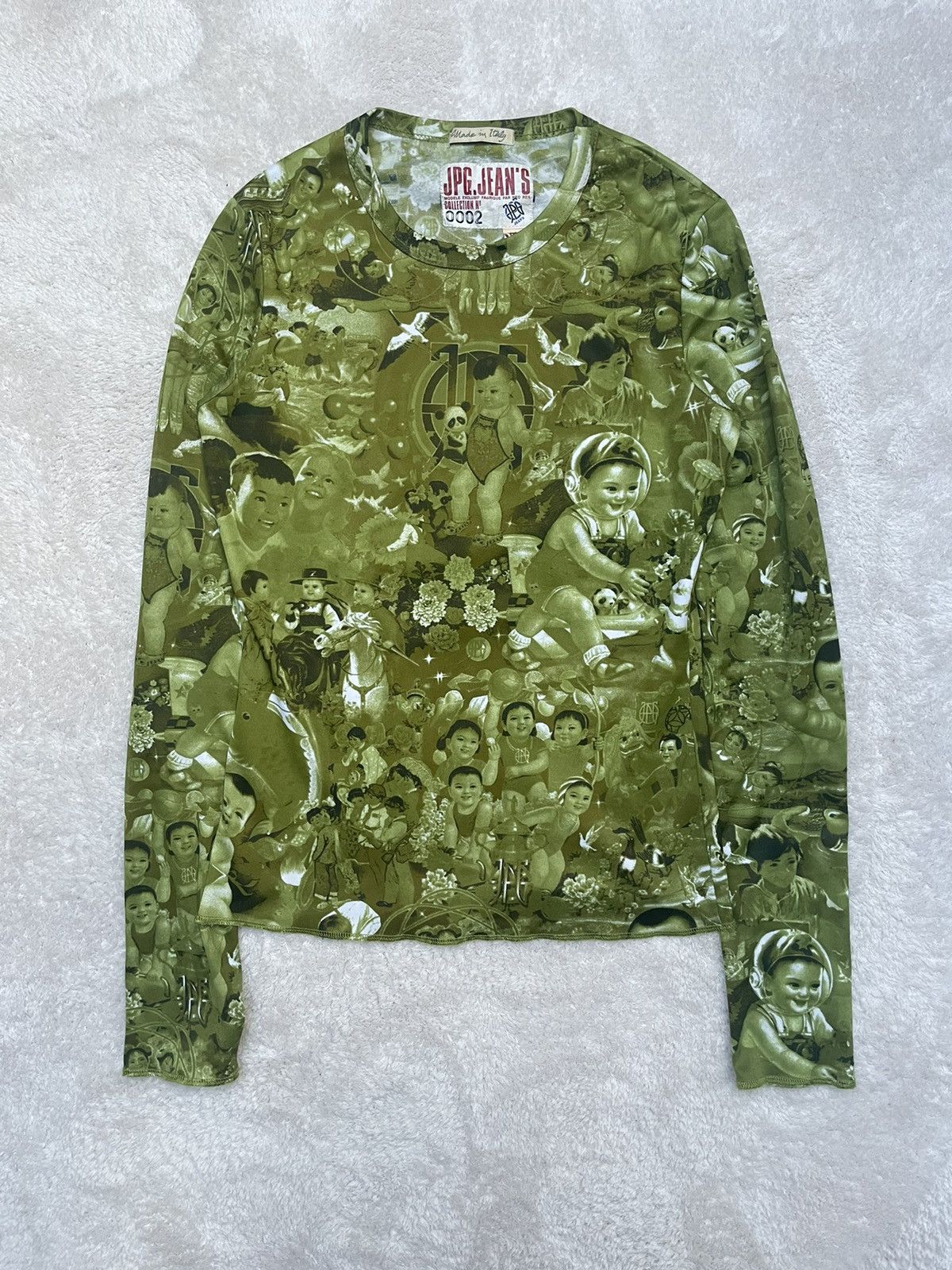 Jean Paul Gaultier Gaultier 1990s Chinese Propaganda Print Green Longsleeve Size M / US 6-8 / IT 42-44 - 1 Thumbnail