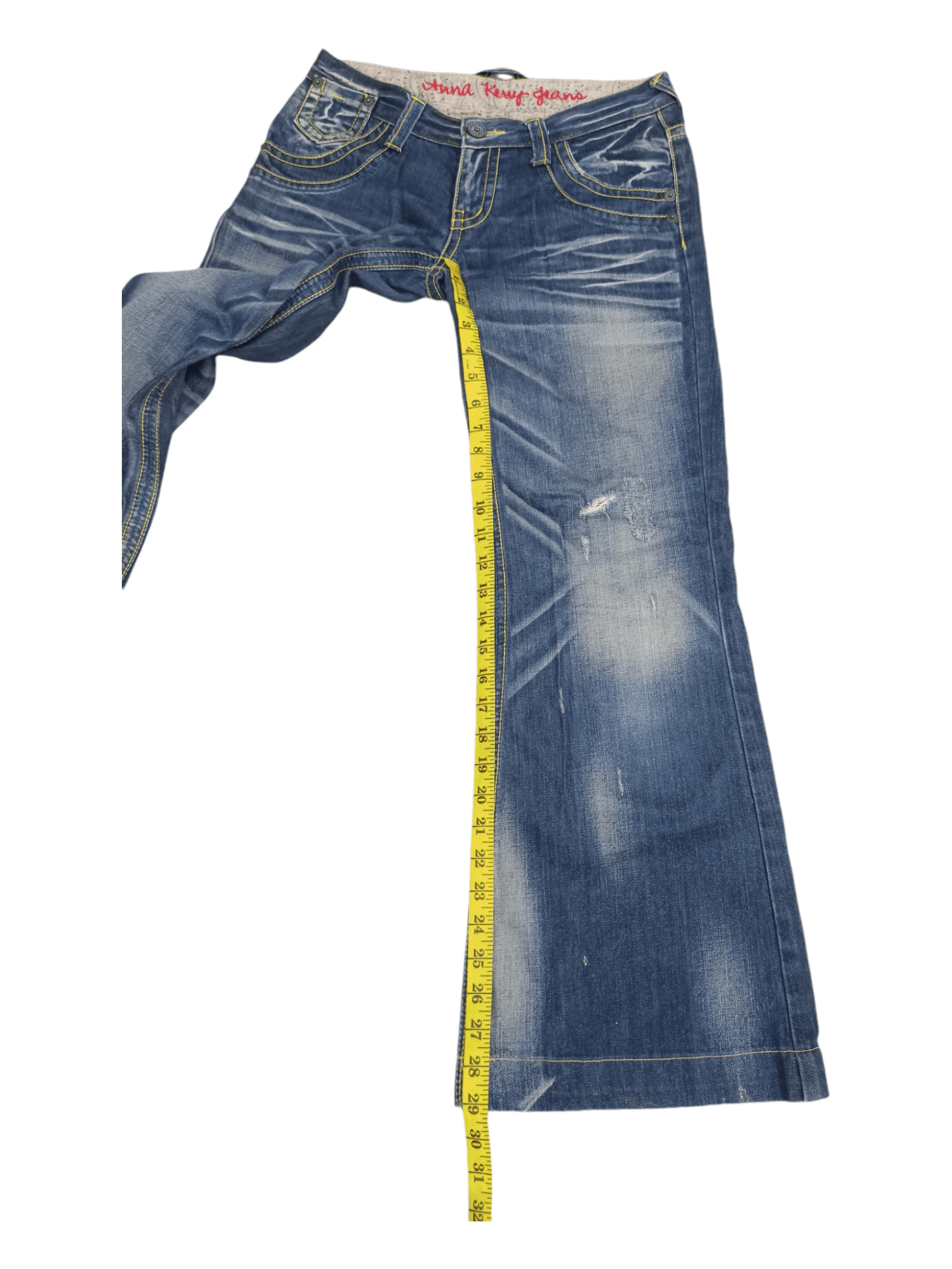 Japanese Brand Anna Kerry Low Rise Mud Max Super Flare Jeans Size US 27 - 17 Thumbnail
