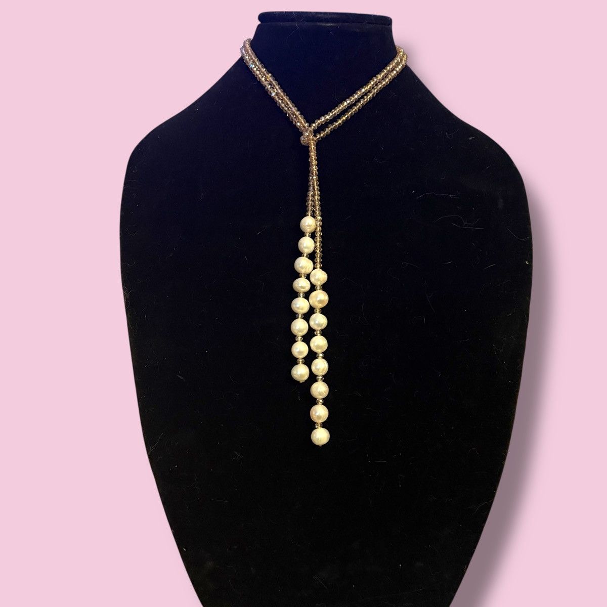 Vintage Vintage glass bead and genuine pearl lariat necklace Size ONE SIZE - 1 Thumbnail