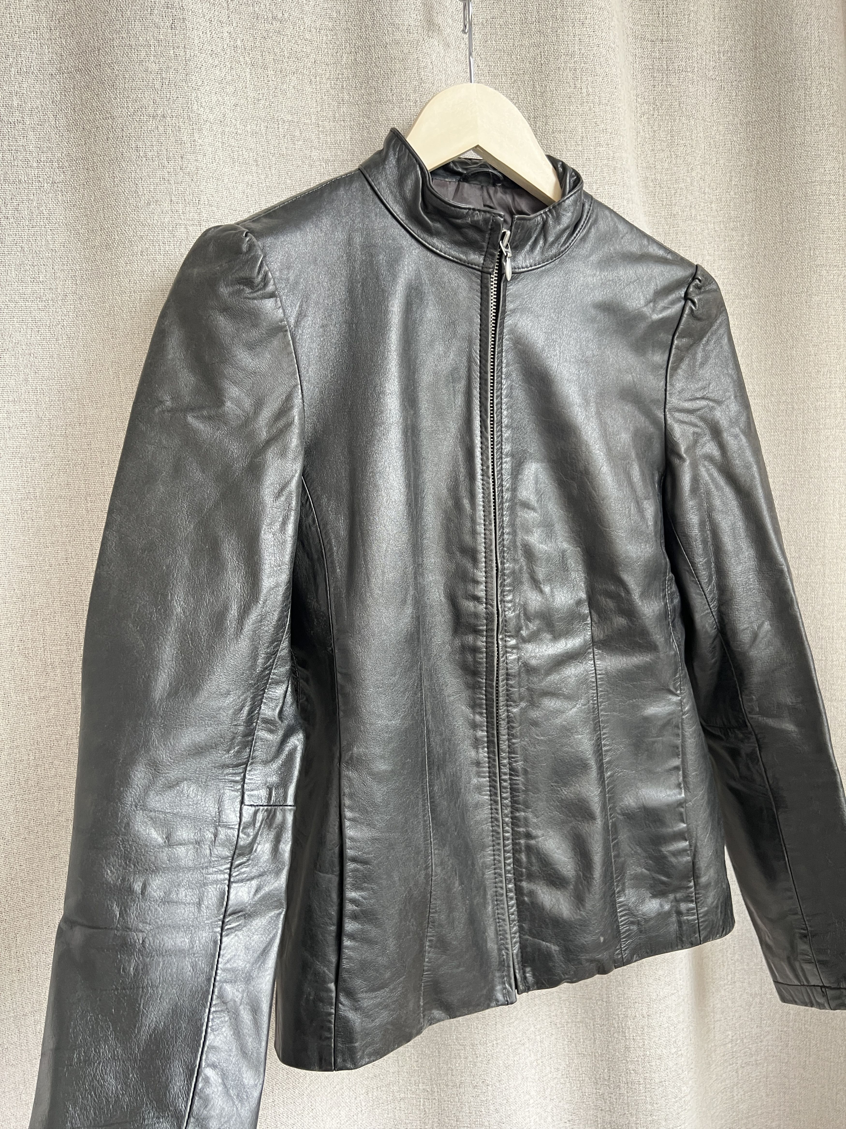 Vintage Vintage Y2K Avant Garde Black Leather Biker Jacket Size S / US 4 / IT 40 - 6 Thumbnail