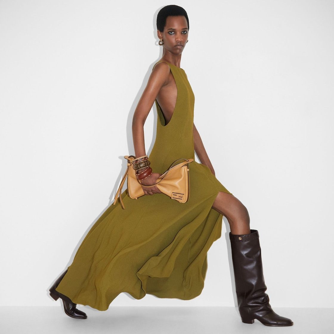 Fendi o1loc1c1225 Dress in Olive Green Size S / US 4 / IT 40 - 3 Thumbnail
