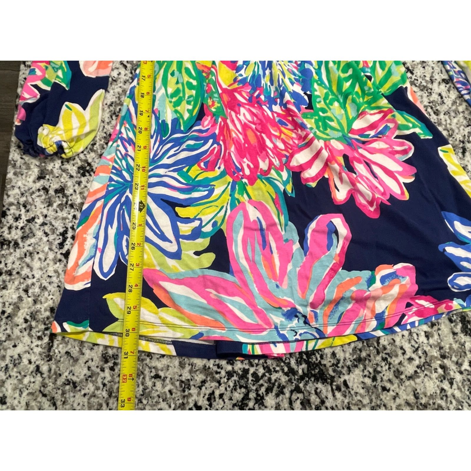 Lilly Pulitzer Lilly Pulitzer Fleur Resort Navy Travelers Palm Print Knit Dress XXS Women Shift V-Neck Short Multicolor - Lilly Pulitzer Size XXS / US 00 / IT 34 - 2 Thumbnail