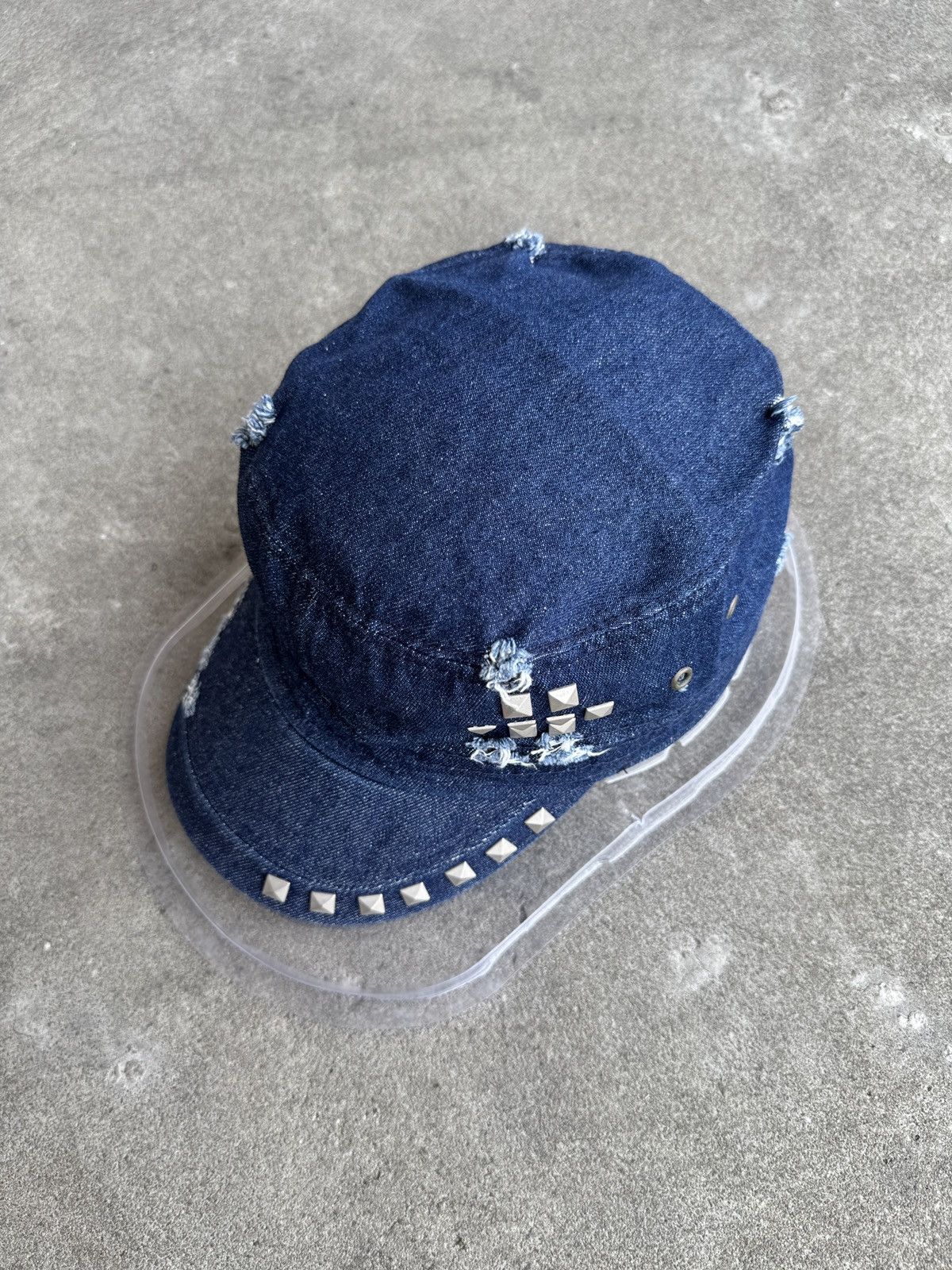 Japanese Brand Distressed Studded Commando Cadet Hat Size ONE SIZE - 2 Thumbnail