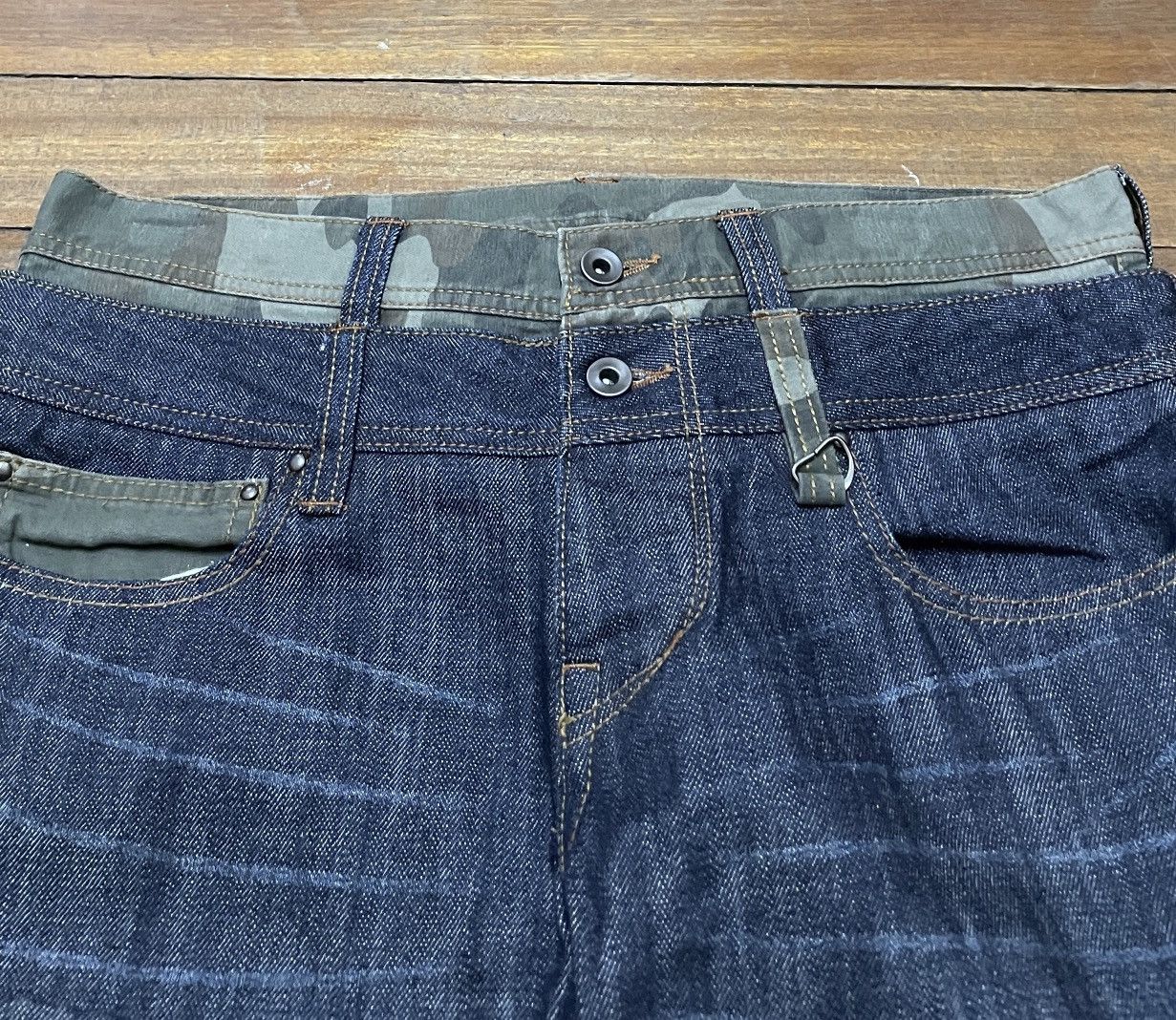 14th Addiction Very Rare Design Vintage Brand Hideaways Flared Jeans 1990s Size US 33 - 3 Thumbnail