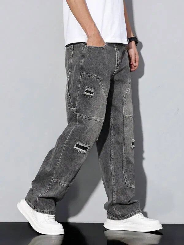 Japanese Brand Isshiki x Man Distressed Straight loose fit cargo jeans Size US 32 / EU 48 - 3 Thumbnail