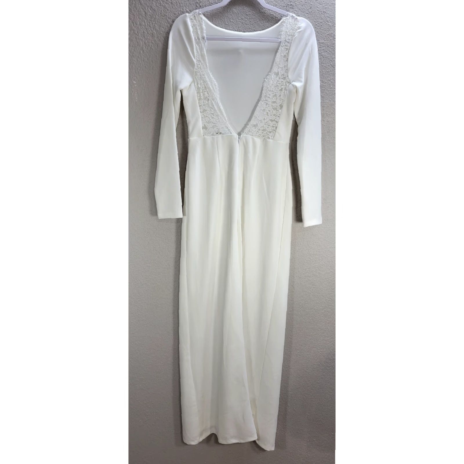 Lulus Lulus White Bride Long Sheath Dress Open Back Lace Front Slit Sz S Women's Dress Sheath Wedding Party/Cocktail Size S / US 4 / IT 40 - 6 Thumbnail