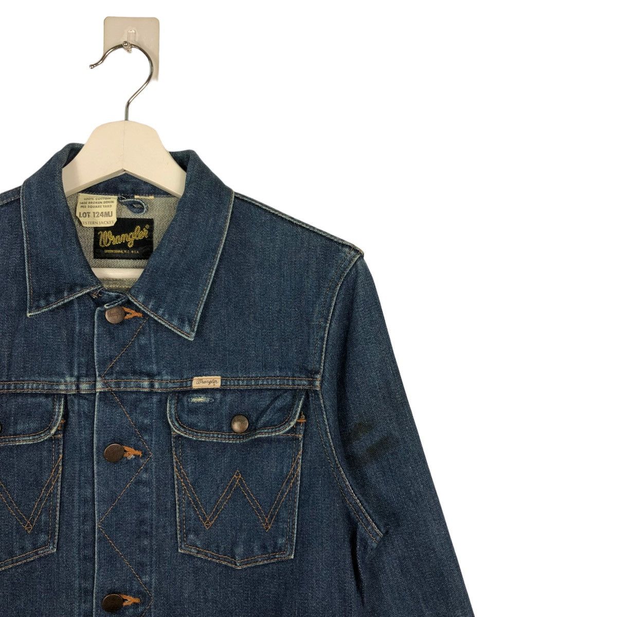 Vintage × Wrangler 🔥 VINTAGE WEANGLER 14OZ BROKEN DENIM TRUCKER WESTERN JACKET Size US S / EU 44-46 / 1 - 6 Thumbnail