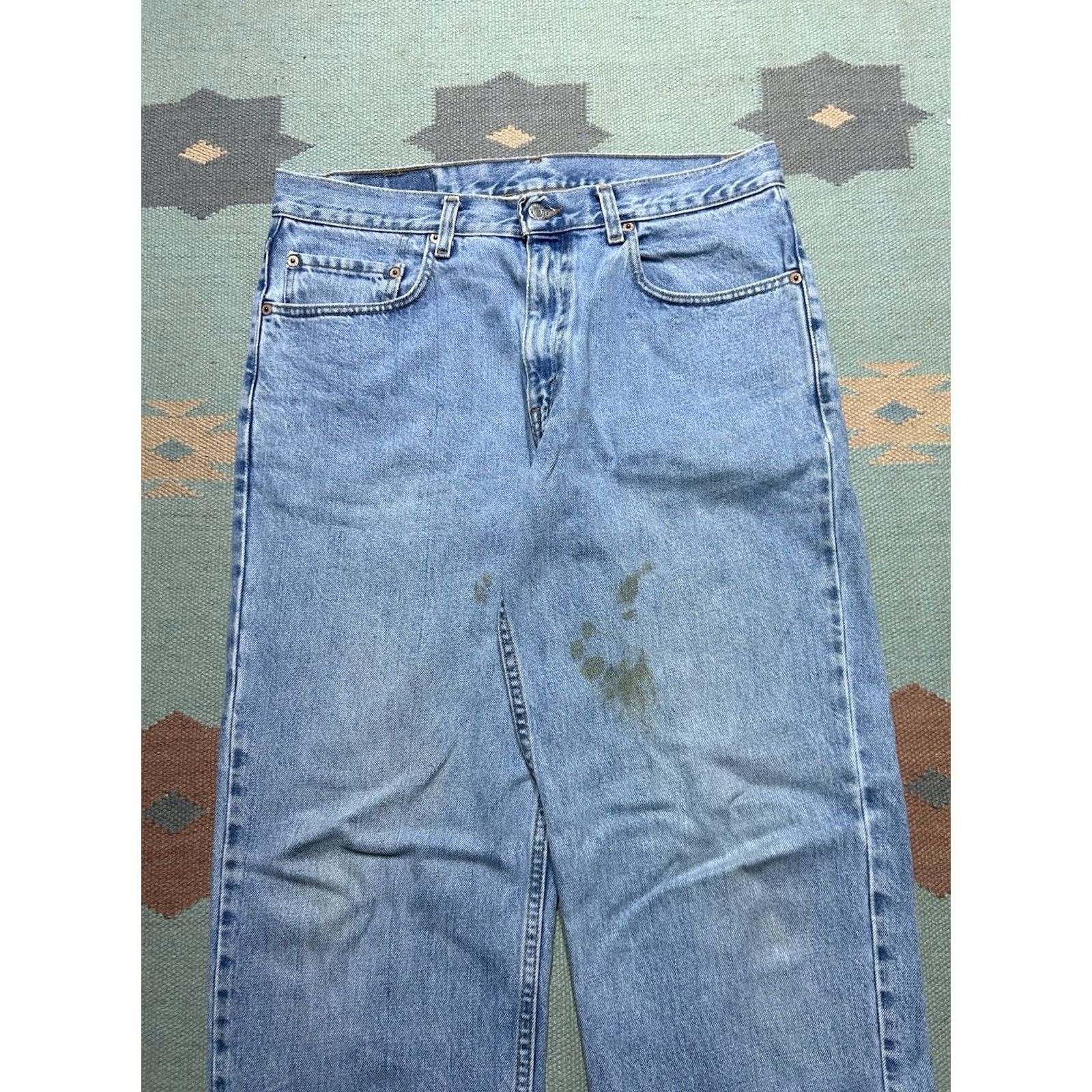 Levi's VINTAGE Levi’s 550 Jeans Relaxed Fit Skater Jeans Men 33x32 Light Wash USA Blue 90s Straight Mens Size US 33 - 3 Thumbnail