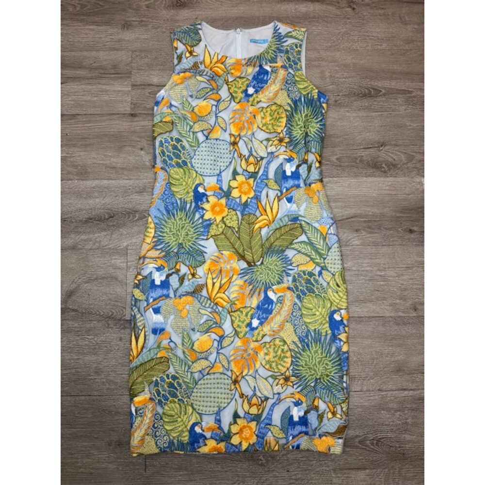 J.McLaughlin Tropical Toucan Embroidered Mini Dress Floral Bird Size 0 Size XS / US 0-2 / IT 36-38 - 1 Thumbnail