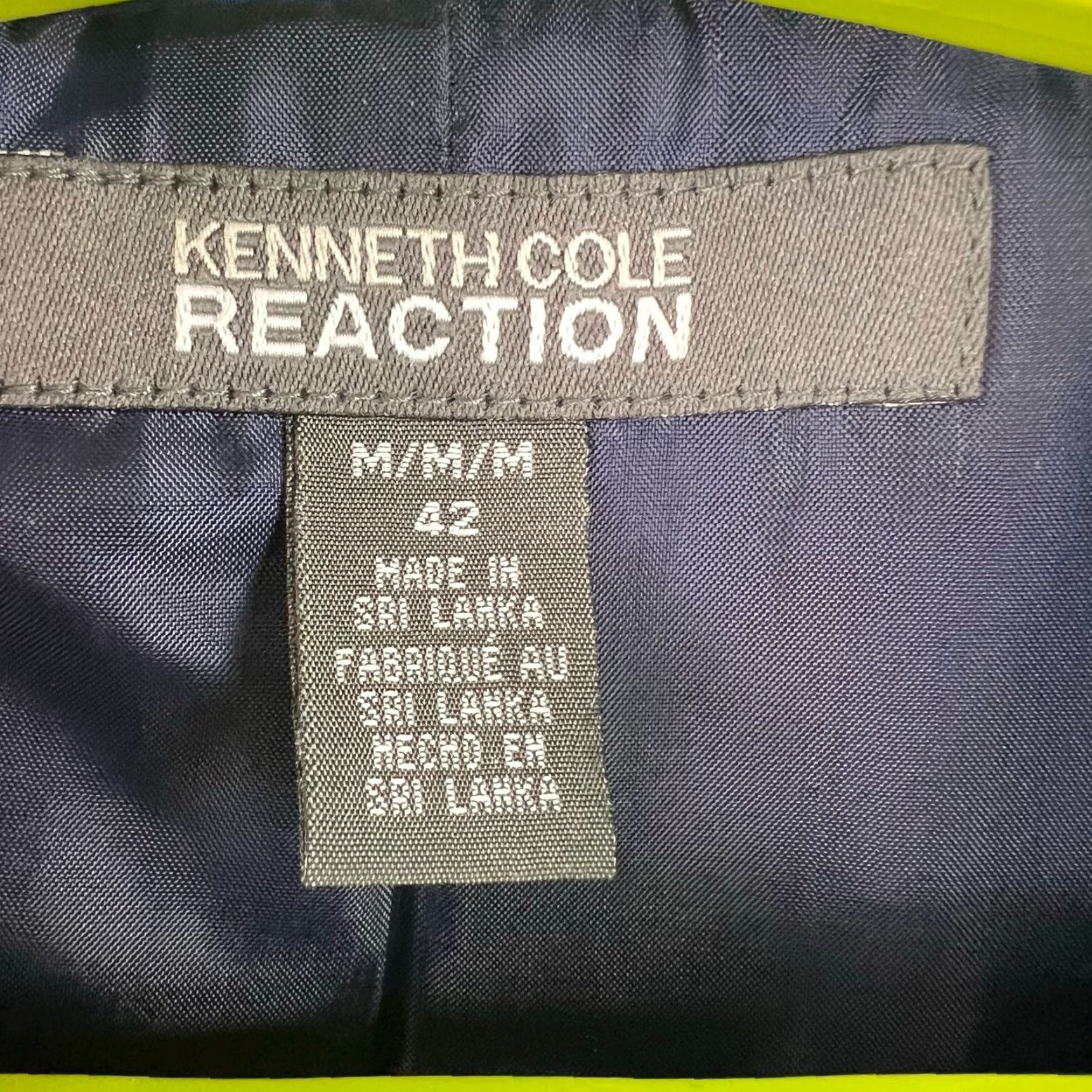 Kenneth Cole KENNETH COLE REACTION Blazer Mens 42 Solid Blue Regular Notch Lapel Single-Vented Two-Button Jacket Size 42R - 4 Thumbnail