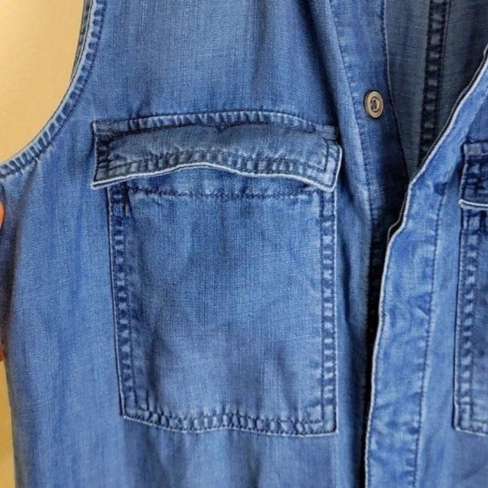 H&M H&M Womens Chambray Utility Romper Sleeveless Pockets Size 27" / US 4 / IT 40 - 4 Thumbnail