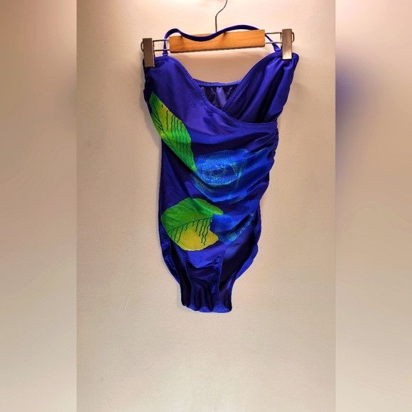 Vintage Vintage Gottex Onepiece Swimsuit Pixel Rose Blue - Size 12 Size ONE SIZE - 5 Thumbnail