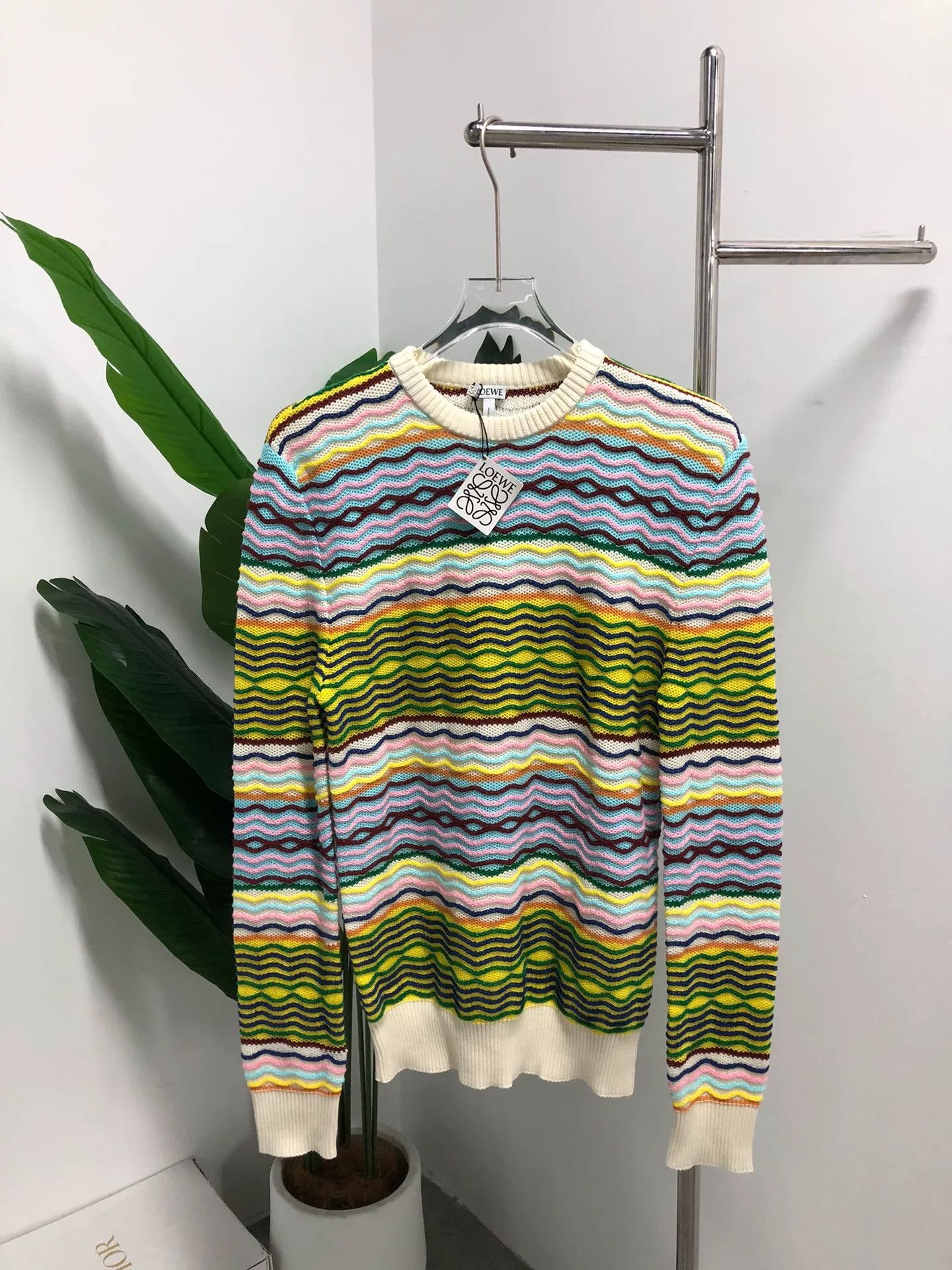 Loewe Loewe Striped Knit Sweater in Green Multi Size S / US 4 / IT 40 - 1 Thumbnail