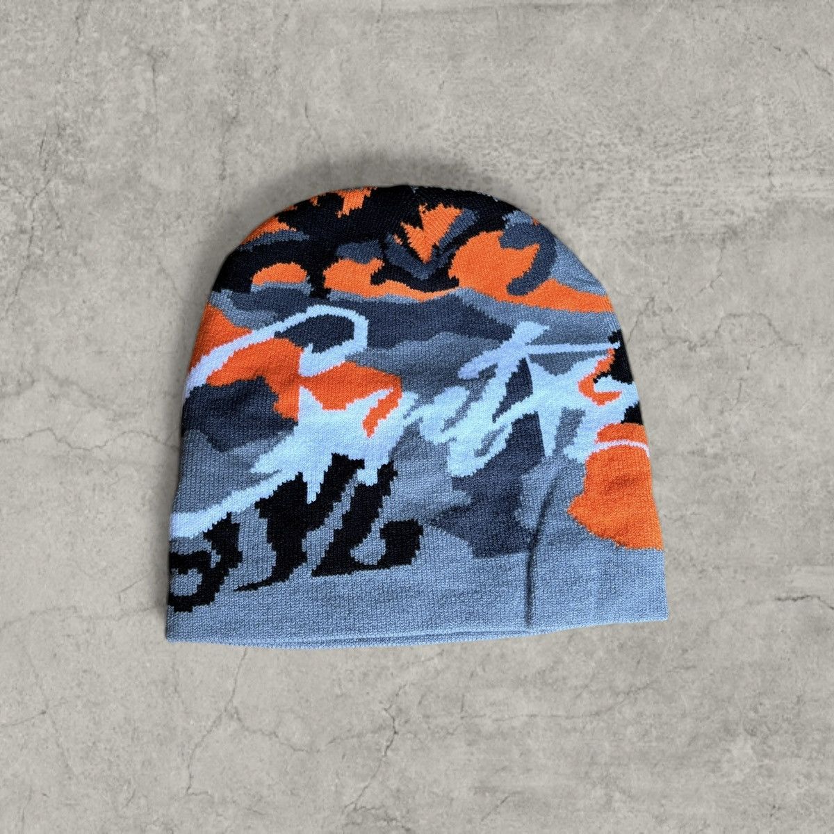 Japanese Brand Cool vintage style beanie, camo in grey/black. One size Size ONE SIZE - 1 Thumbnail