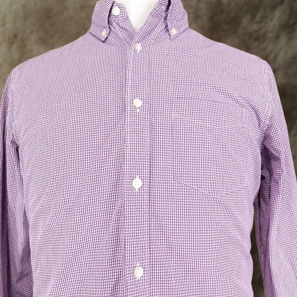 Gap Gap Mens Medium Purple Gingham Check Button Down Long Sleeve Size US M / EU 48-50 / 2 - 1 Thumbnail