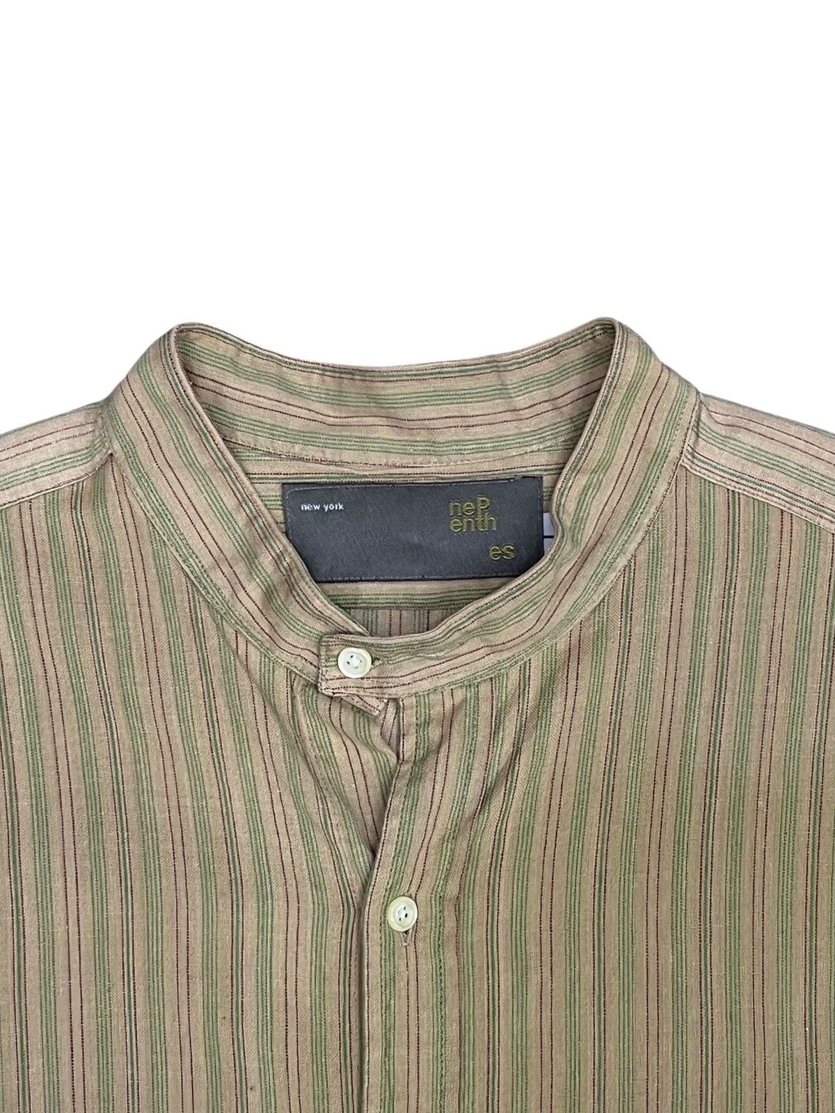 Nepenthes 🔥Vtg Nepenthes New York Pinstripe Mandarin Collar Shirt USA Size US L / EU 52-54 / 3 - 5 Thumbnail