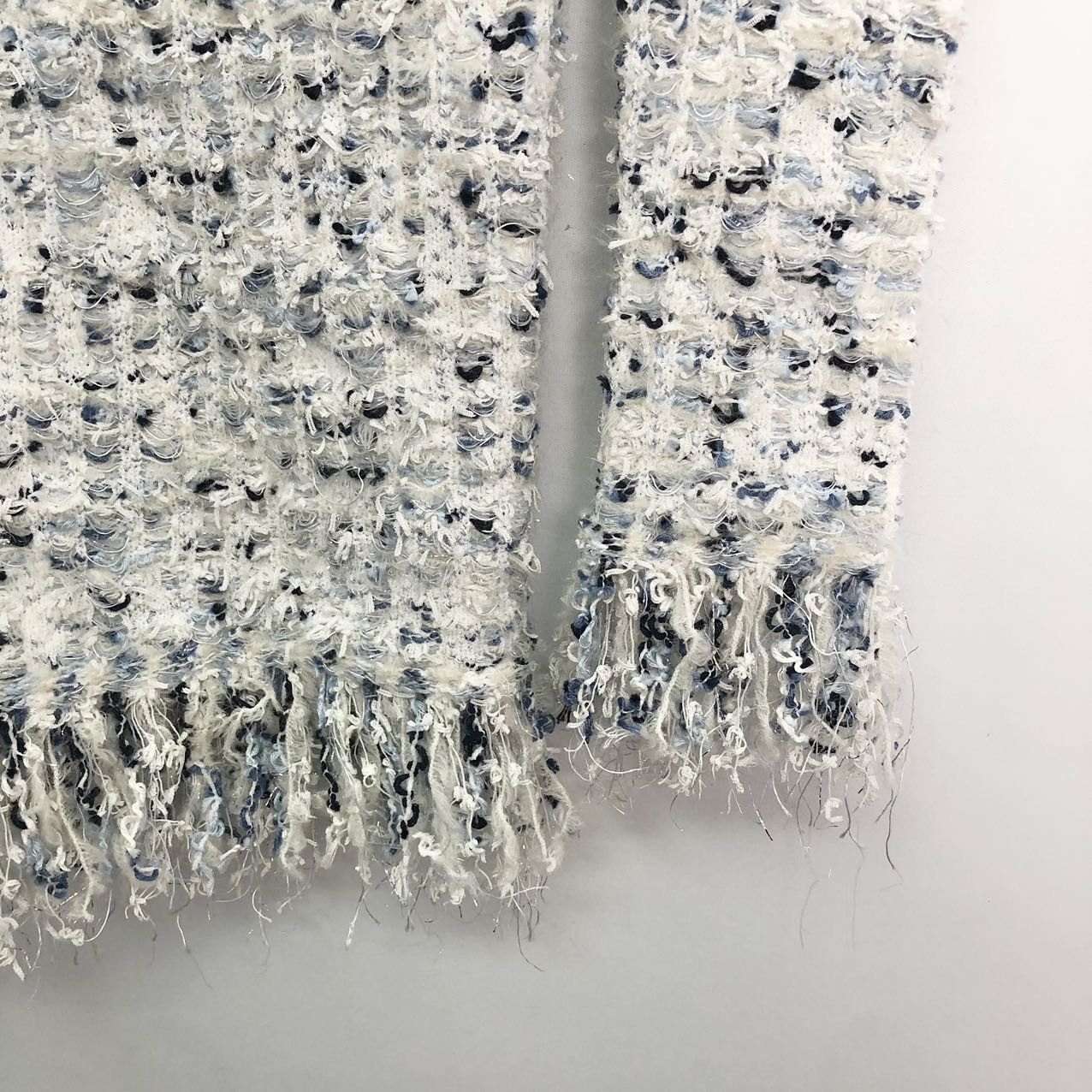 Balmain Balmain Blue & White Tweed Fringe Slim Fit Dress K26WX Size XS / US 0-2 / IT 36-38 - 4 Thumbnail