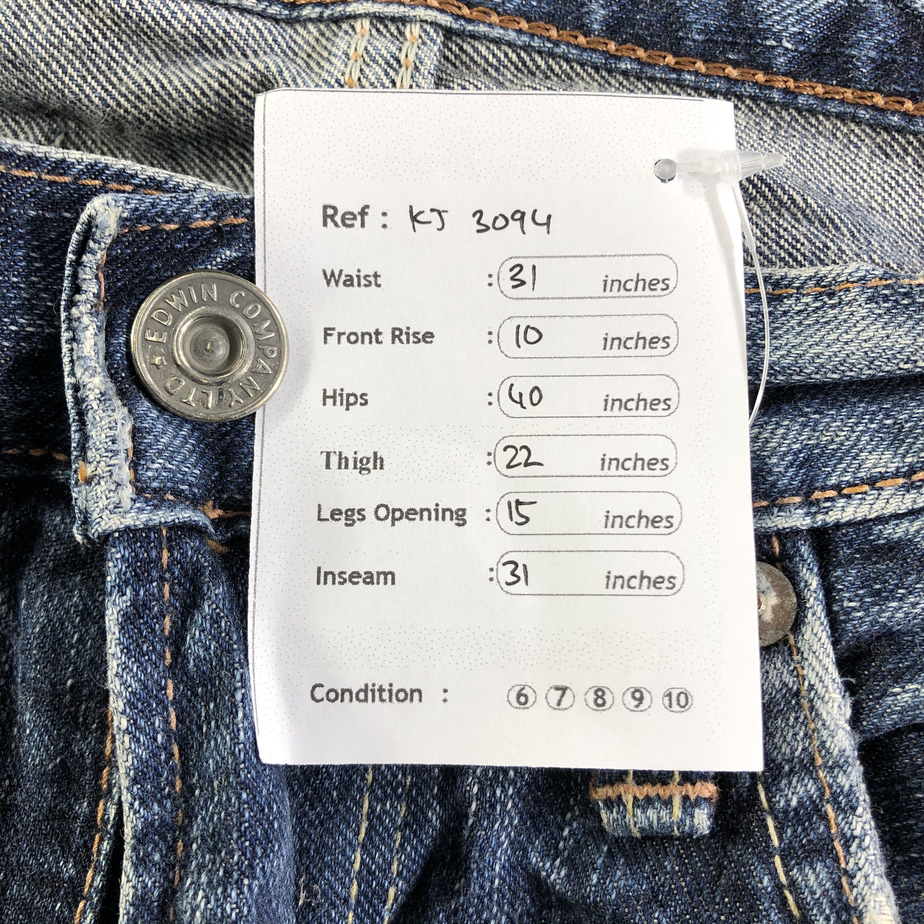 Edwin Vintage Edwin Jeans Patchwork Denim KJ3094 Size US 30 / EU 46 - 11 Thumbnail