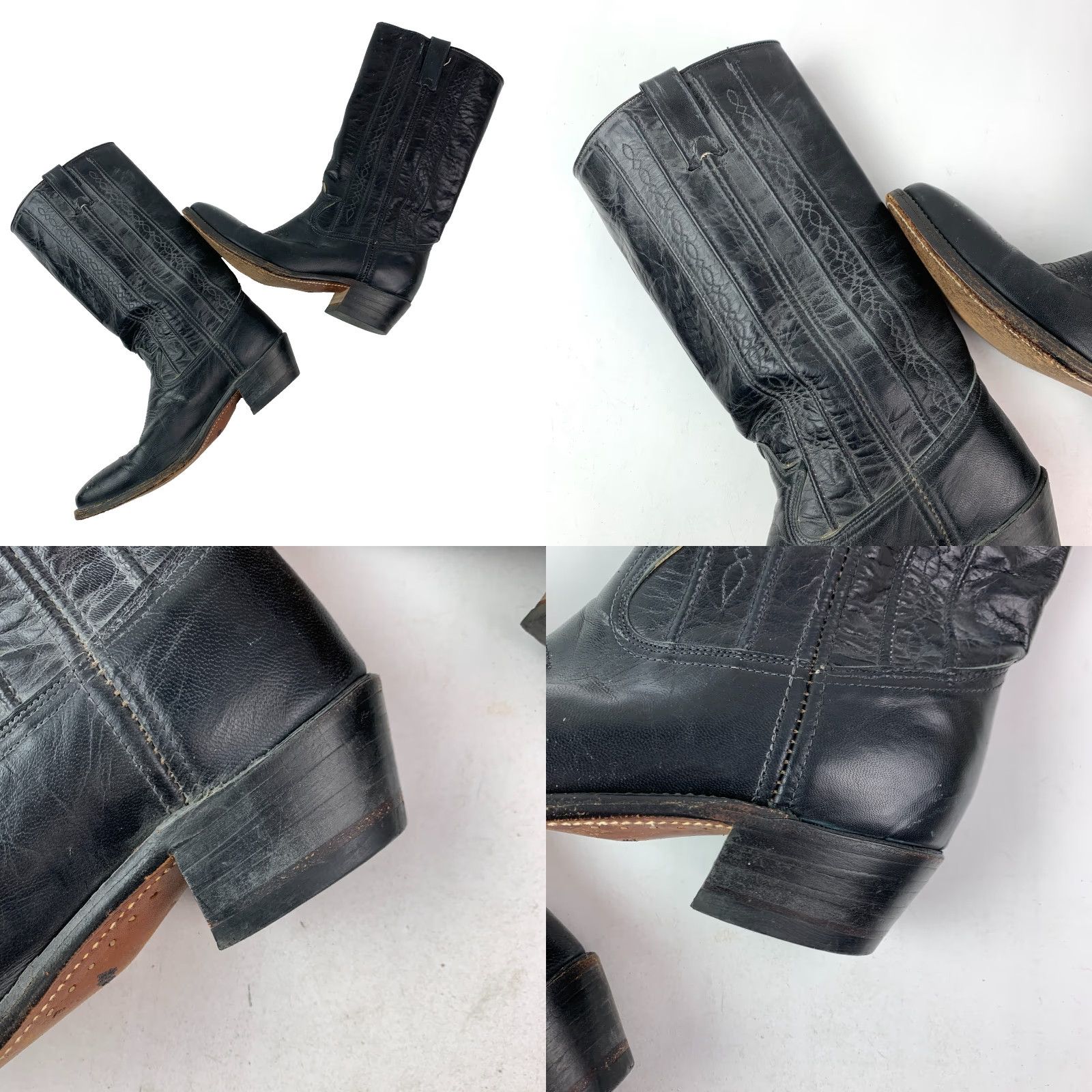 Vintage VINTAGE Laredo Boots Mens Western Cowboy 9.5 D Black Leather Embroidered 11" Back to Toe 14.2" Shaft 1.9" Heel 82288 Size US 10 / EU 43 - 8 Thumbnail