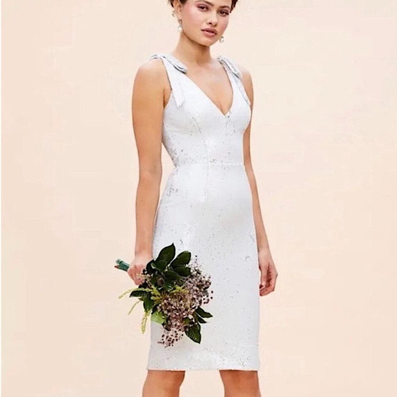dress the population mary dress NWOT Dress The Population Mary Sequin Cocktail Dress White L