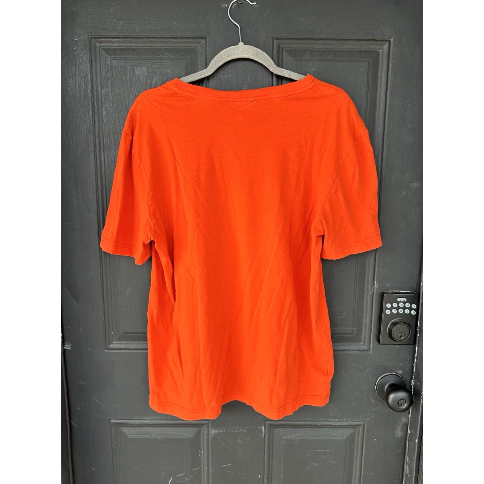 LACOSTE L!VE PARIS Mens T-Shirt Orange Short Sleeve Cotton Size 6 Crew Neck Regular Shirt