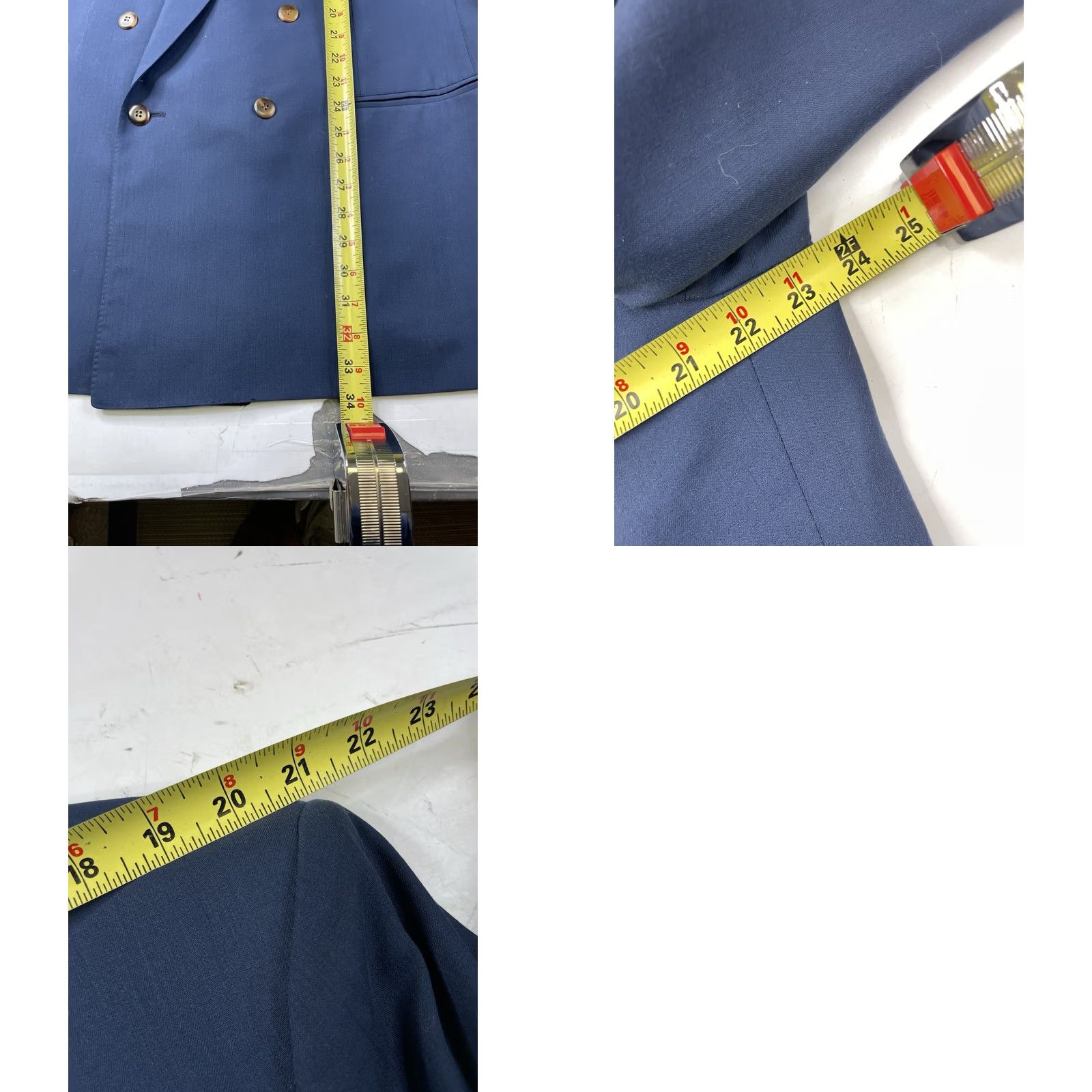 Canali Canali Blazer Men 44L Blue Wool Nylon Double-Breasted Six-Button Peak Lapel Jacket Coat Italy Size 44R - 8 Thumbnail
