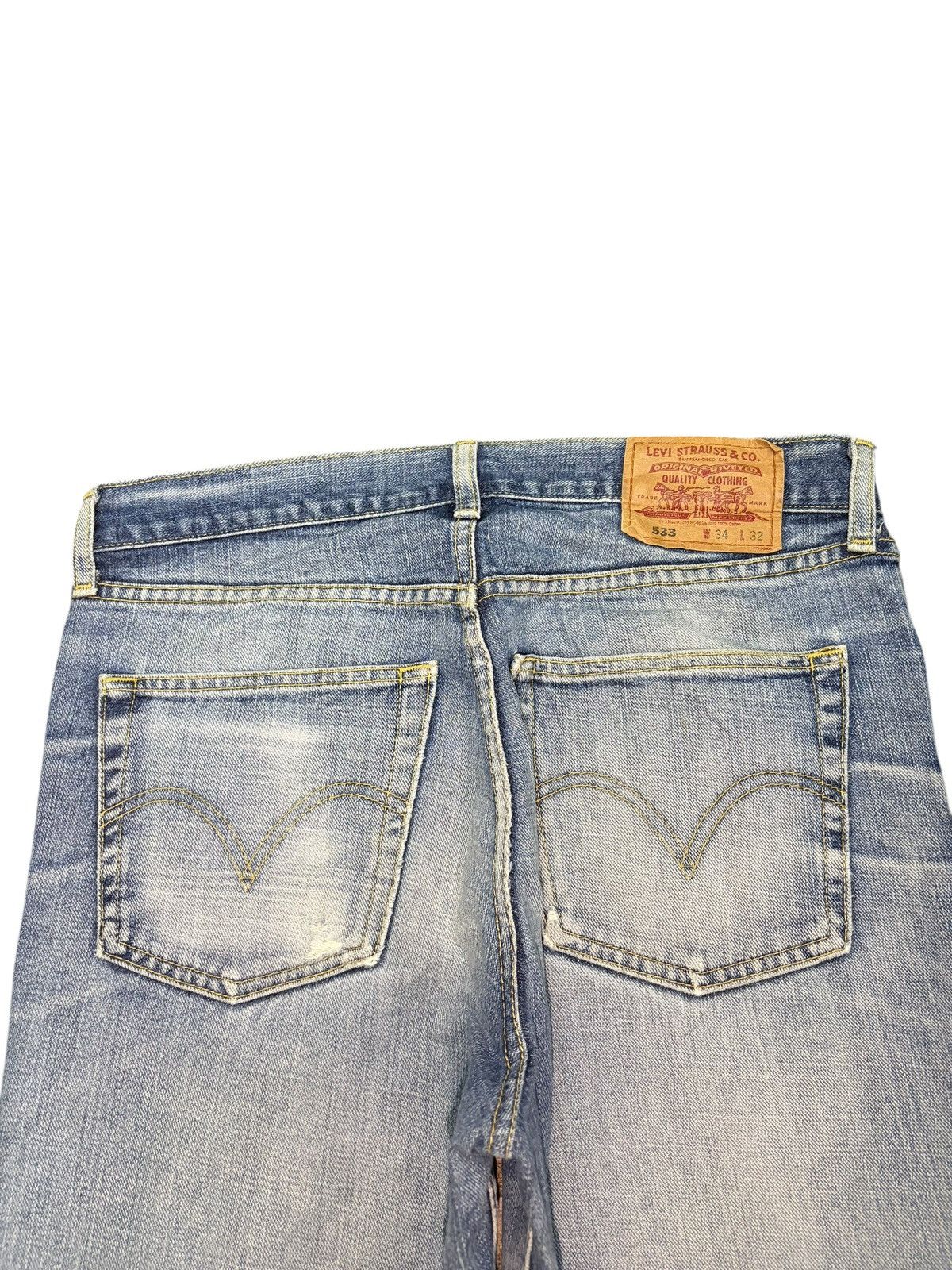 Levi's Vintage 90s Levis 533 Orange Tab Floral Distress Baggy Jeans Size 33" - 4 Thumbnail