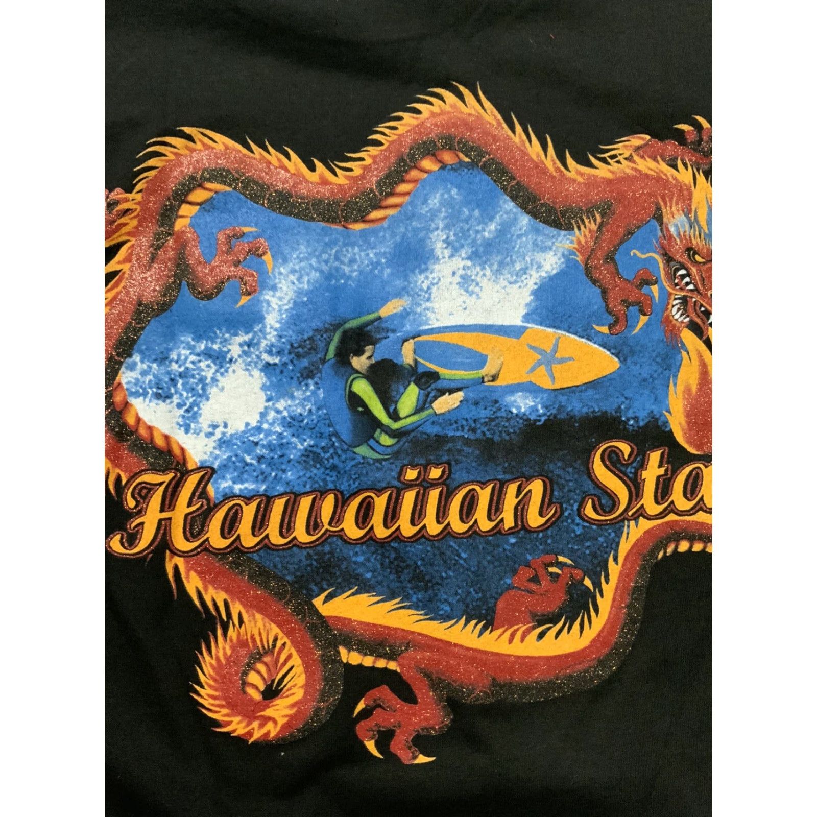 Vintage VINTAGE 90s Hawaiian Star Flamed Dragon Surfing Graphic Long Sleeve T-Shirt XL Dragon Mens? Wait—gender at end if applicable. Size US XL / EU 56 / 4 - 6 Thumbnail