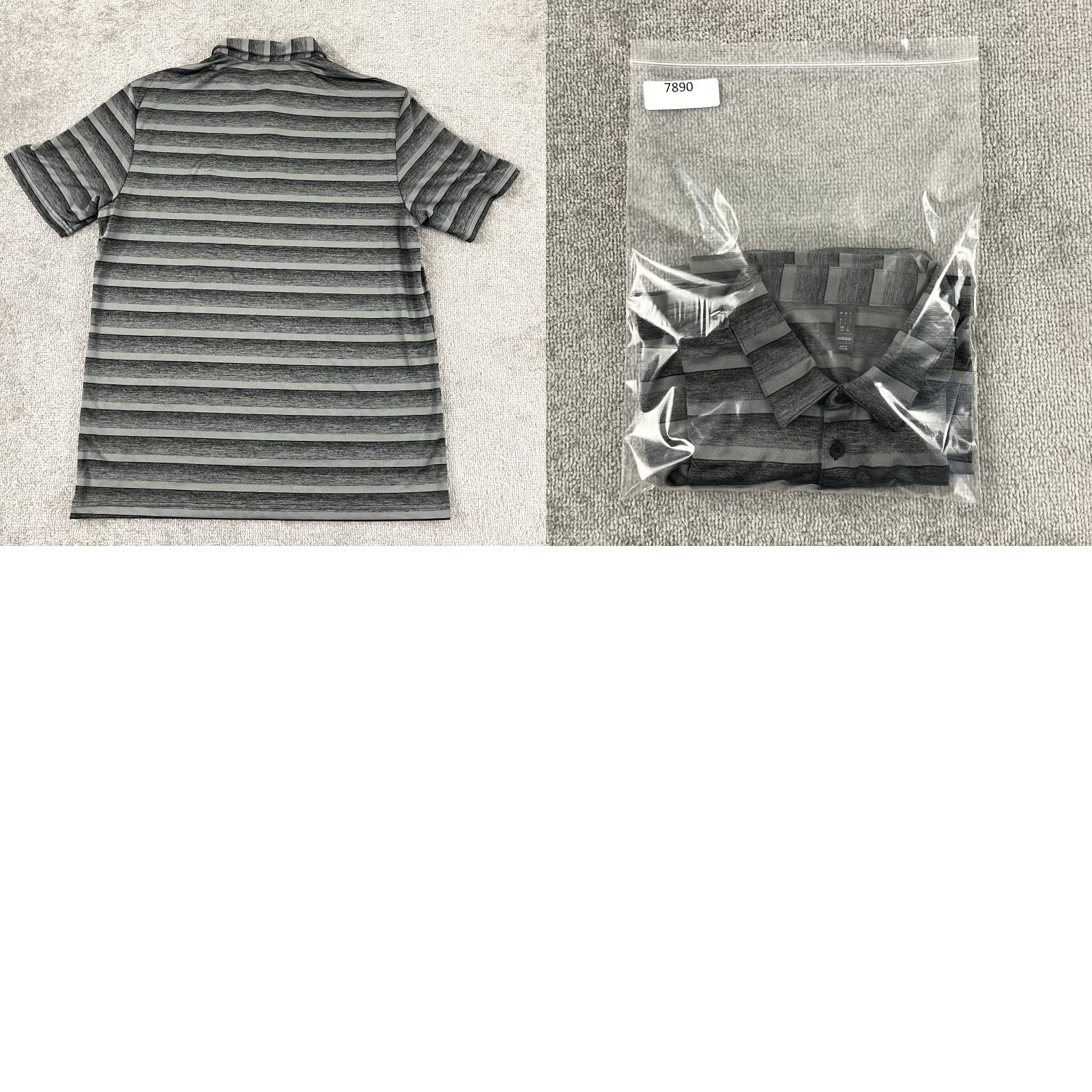 Adidas ADIDAS Polo Shirt Mens Large Gray Striped Golf Performance Sport Stretch Casual Size US L / EU 52-54 / 3 - 8 Thumbnail
