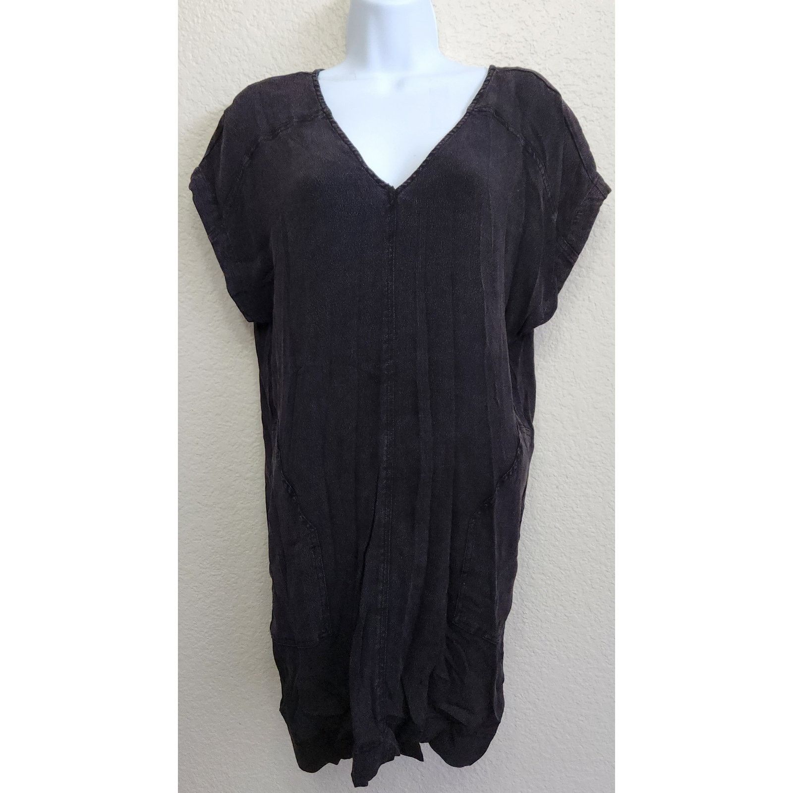 Other Very J Black Double V Shirt Mini Dress Small Lightweight Size S / US 4 / IT 40 - 1 Thumbnail
