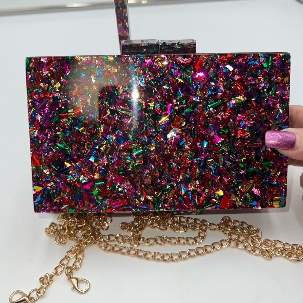 Other Confetti Acrylic Magnetic Clasp Clutch/Chain Shoulder bag Size ONE SIZE - 3 Thumbnail