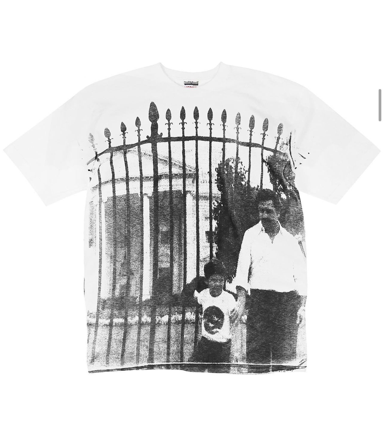 image of Badfriend Jeans Pablo Escobar Screen Print Shirt in White, Men's (Size Small)