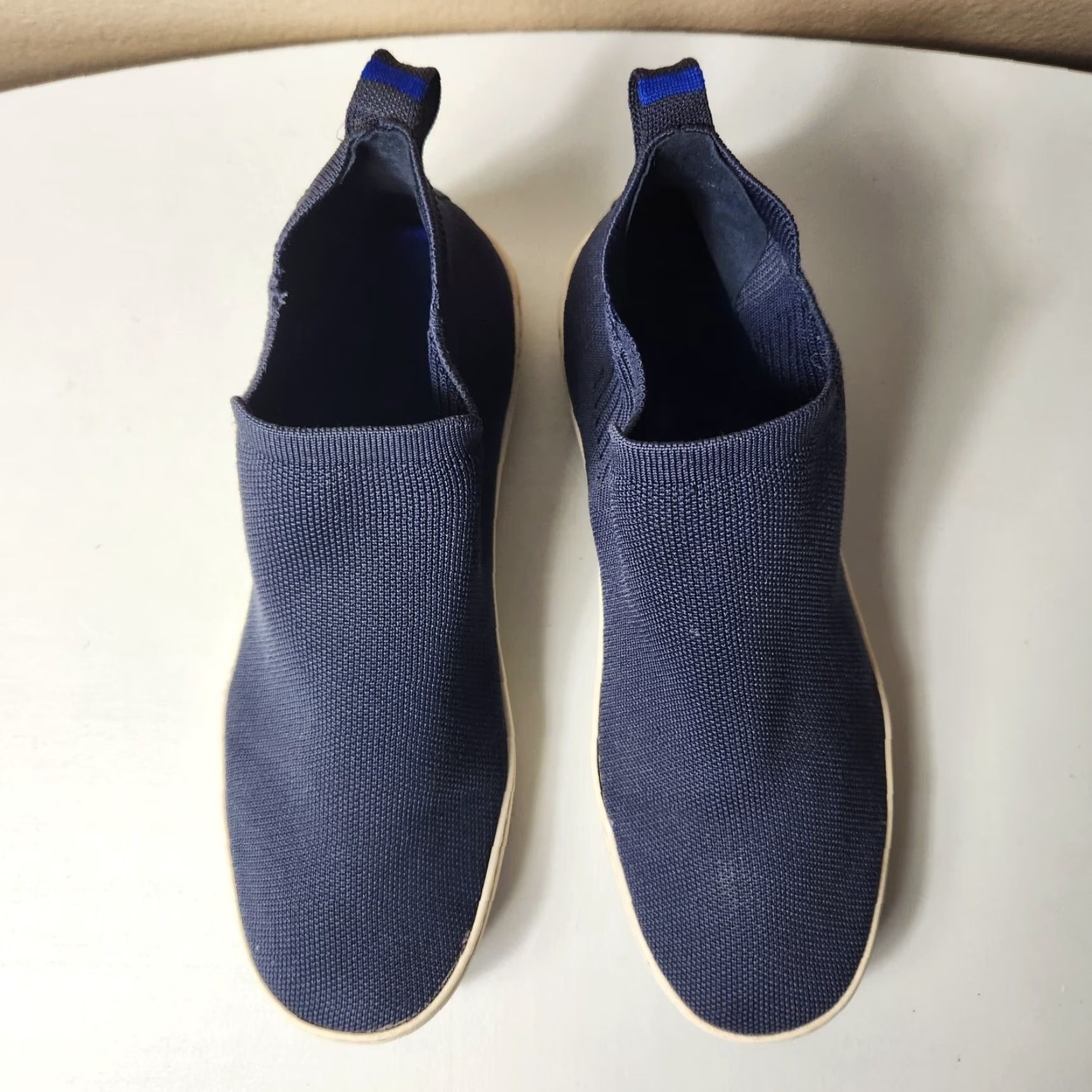 Vintage Rothy’s Chelsea Navy Knit Recycled Textile Pull On Bootie - Women - Size 10.5 - Casual Blue Sneaker Booties Size US 11 / IT 41 - 5 Thumbnail