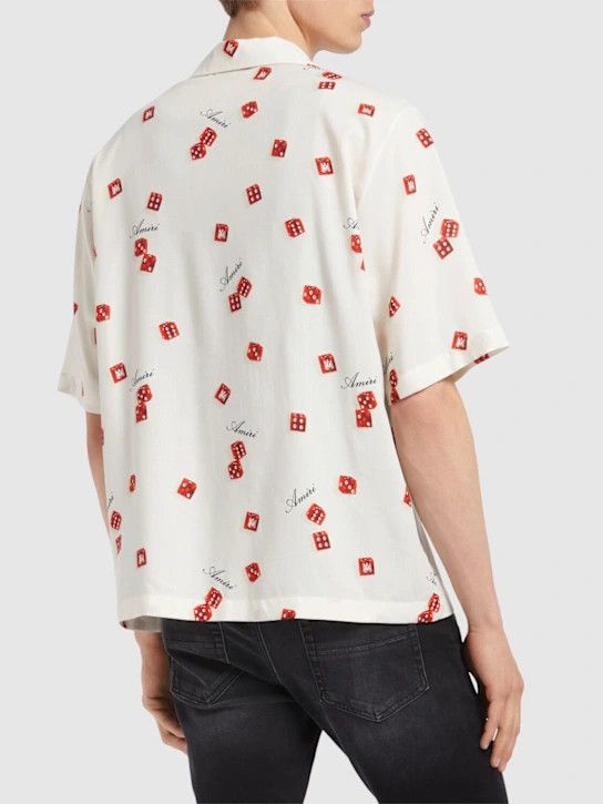 Amiri o1lsvrm0425 Dice Printed Viscose Bowling Shirt in Alabaster Size US L / EU 52-54 / 3 - 4 Thumbnail