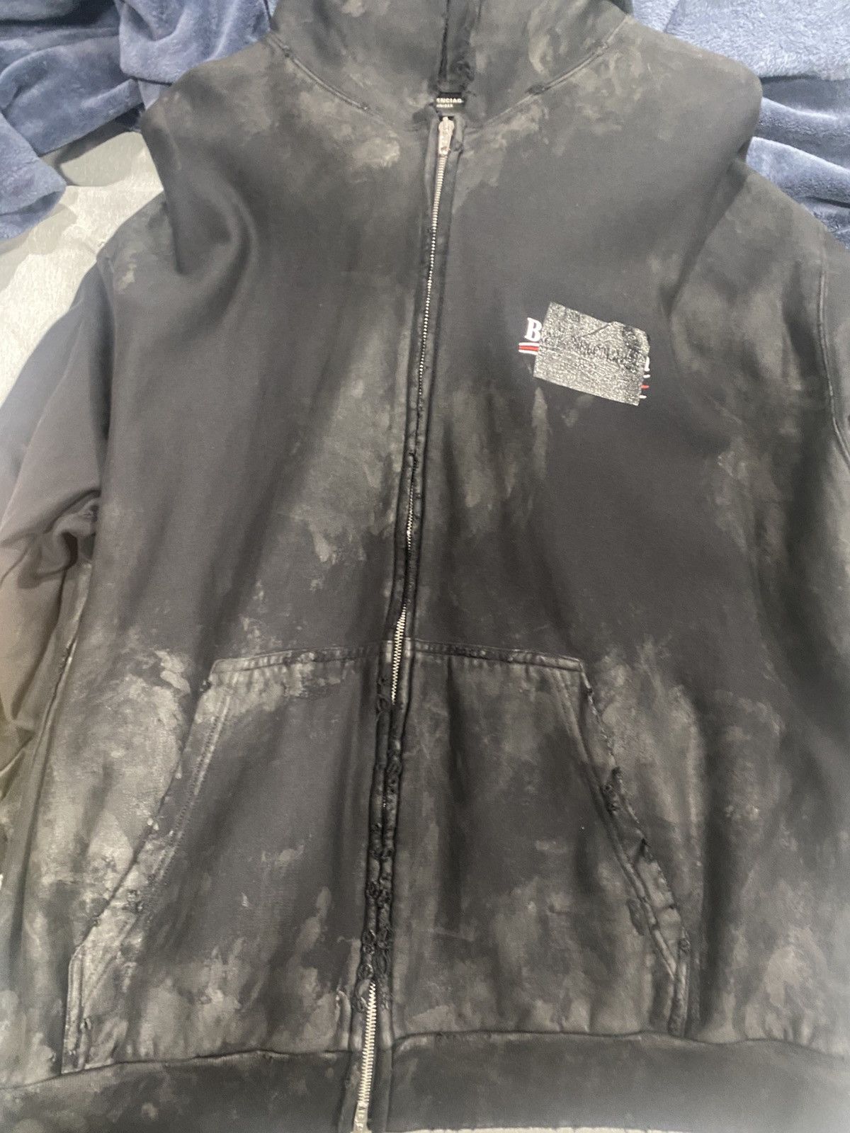 Balenciaga Winter 22 Destroyed Small Fit Gaffer Zip Hoodie NWT (XXL) Size US XXL / EU 58 / 5 - 4 Thumbnail