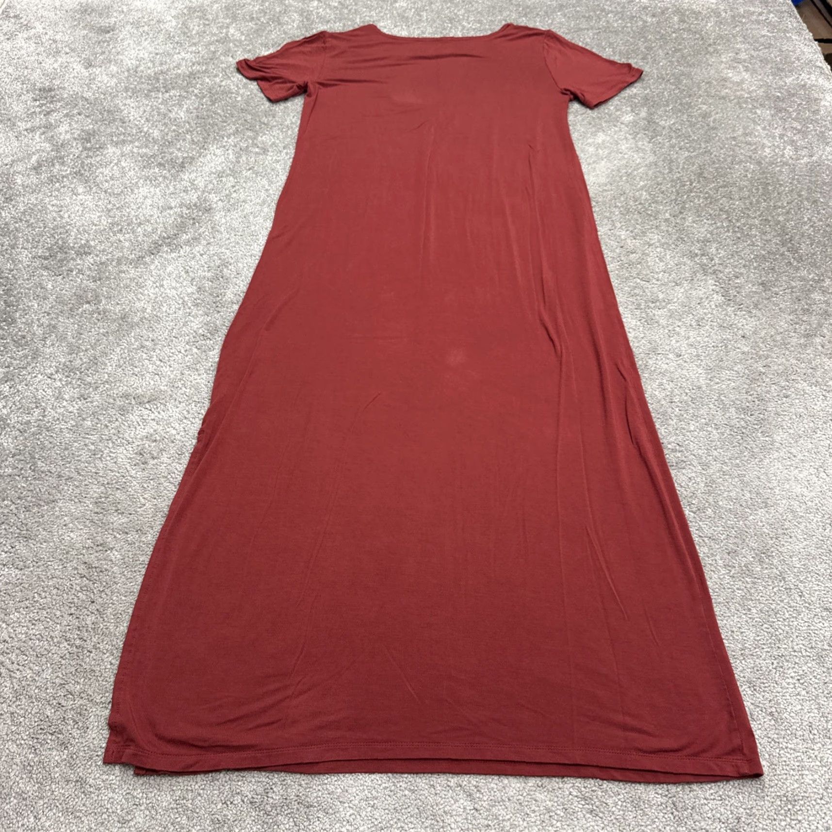 Vintage VINTAGE Daily Ritual Women's Maxi T-Shirt Dress Long Short Sleeve Red Casual Knit 90s Style Size L / US 10 / IT 46 - 2 Thumbnail