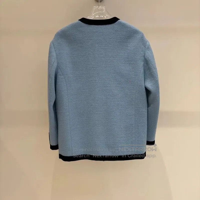 Miu Miu Miu Miu Women's Blue Wool Long Sleeve Cardigan . Size S / US 4 / IT 40 - 1 Thumbnail