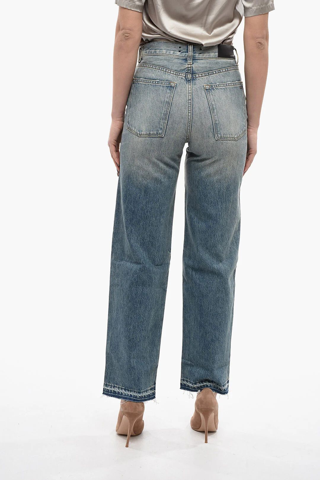 Amiri og1mm0426 High-Rise Wide Straight-Fit Jeans in Blue Size 28" / US 6 / IT 42 - 2 Thumbnail