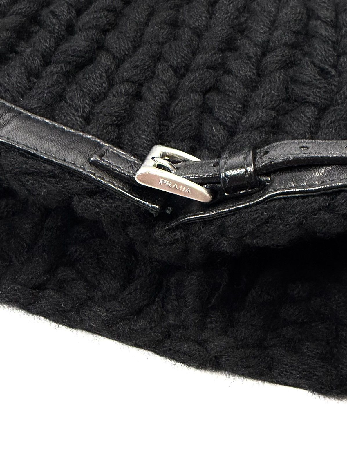 Prada Prada Archive Cashmere Knit Beanie Leather Belt Strap Hat Size ONE SIZE - 9 Thumbnail