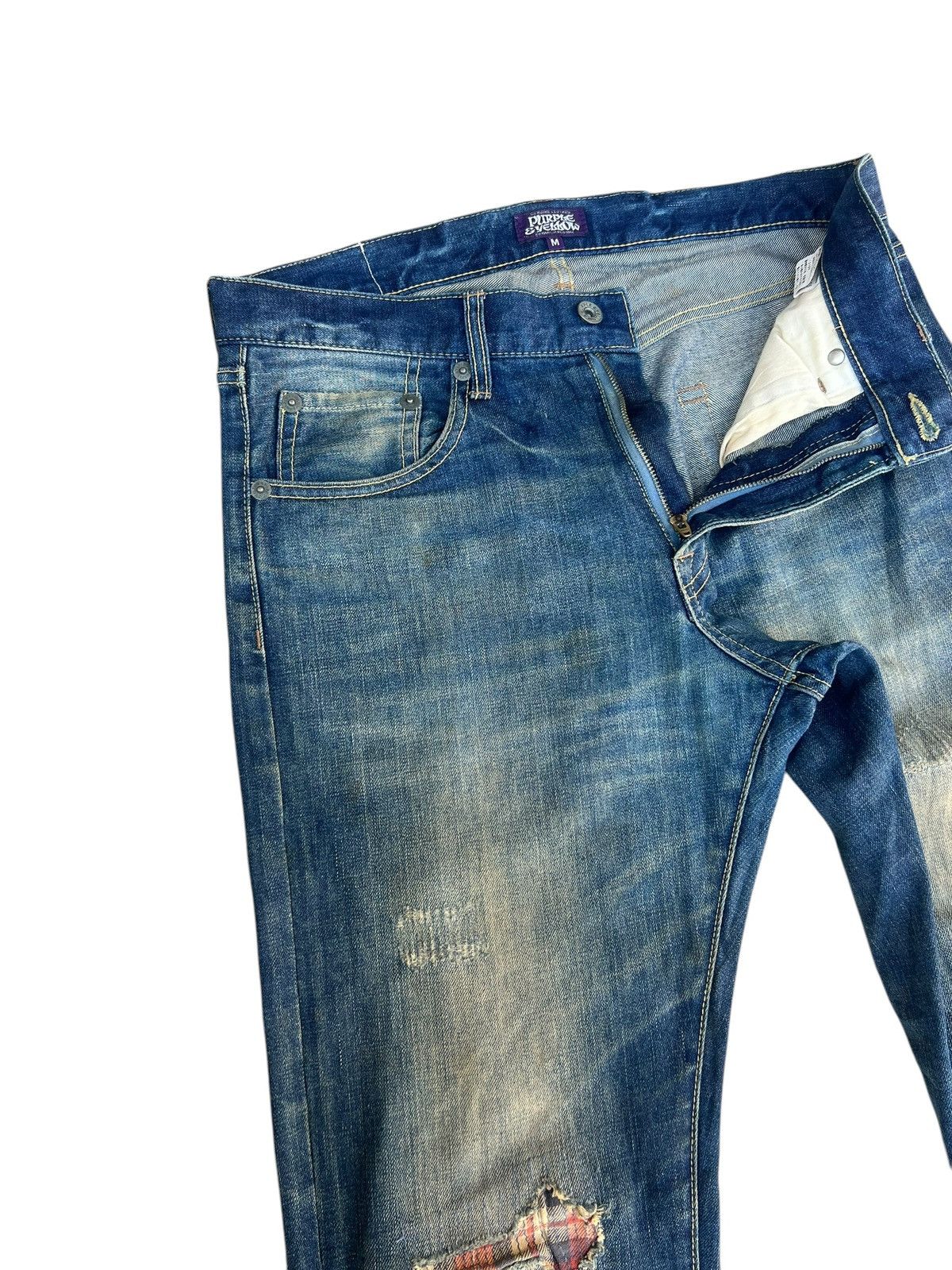Le Grande Bleu (L.G.B.) Purple&Yellow Japan Dirty Mud Denim Straight Jeans Size US 32 / EU 48 - 6 Thumbnail