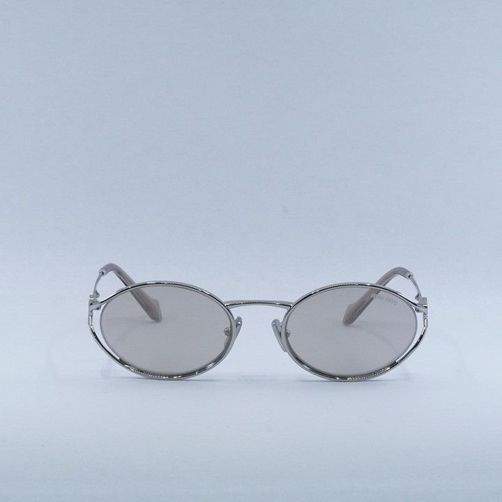 Miu Miu Miu Miu MU52YS 1BC10F Sunglasses Silver Oval Frame Size ONE SIZE - 3 Thumbnail
